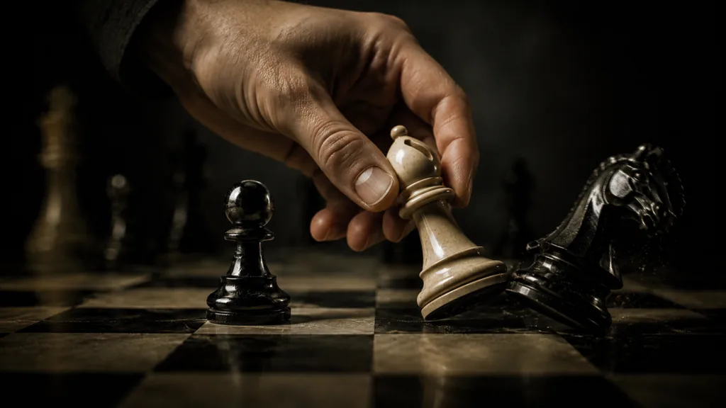 Schach Psychologie der Täuschung: eine scheinbar angebotene Figur.